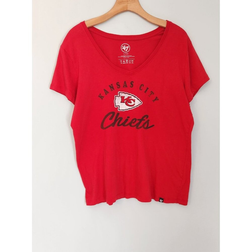 Kansas City Chiefs T-Shirt '47 Brand Red Womens XL Super‎ Bowl EUC